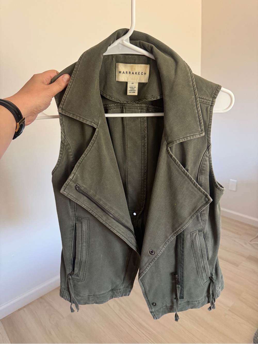 Marrakech Women's Olive Utility Vest with Zip Pockets